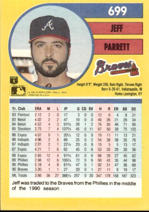 1991 Fleer #699b Jeff Parrett