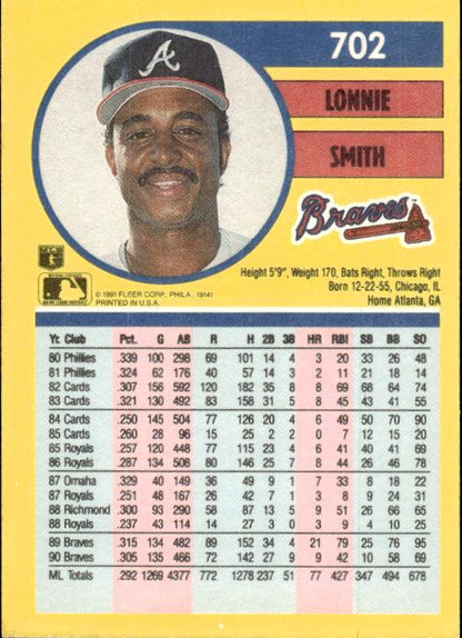 1991 Fleer #702b Lonnie Smith