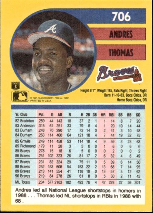 1991 Fleer #706 Andres Thomas