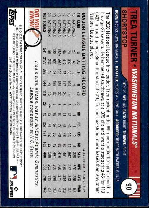 2021 Topps Big League #90 Trea Turner