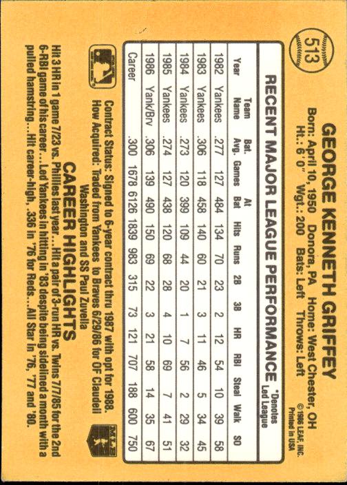 1987 Donruss #513 Ken Griffey