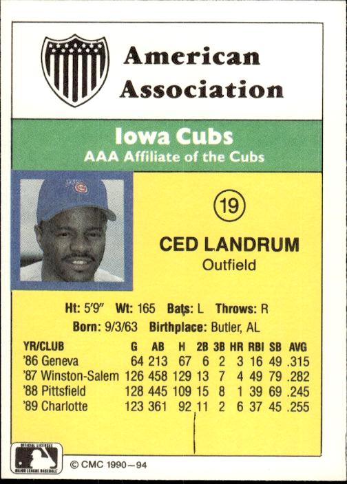 1990 CMC Iowa Cubs #19 Ced Landrum