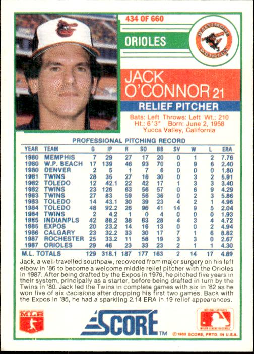 1988 Score #434 Jack O'Connor