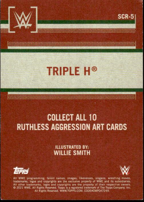 2021 Topps Heritage WWE #SCR-5 Triple H Ruthless Aggression Art Card Rep.