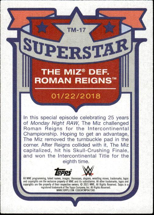 2021 Topps Heritage WWE #TM-17 The Miz def. Reigns Superstar Tribute The Miz