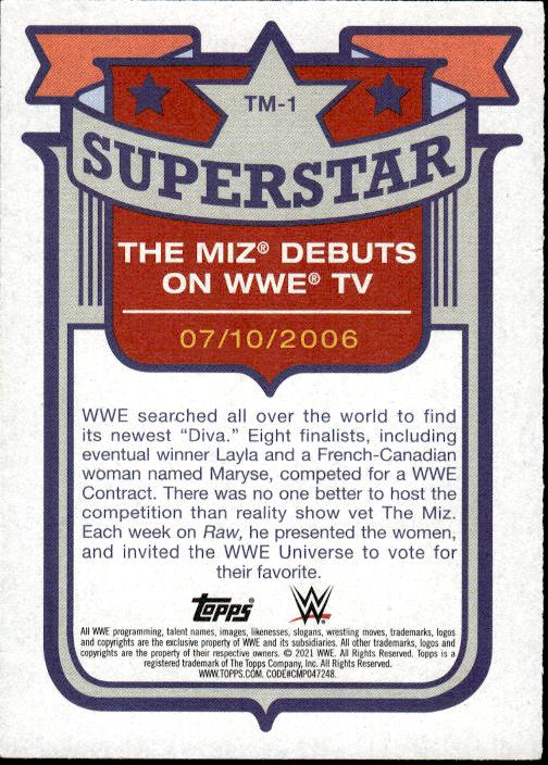 2021 Topps Heritage WWE #TM-1 The Miz Debuts on WWE TV Superstar Tribute The Miz