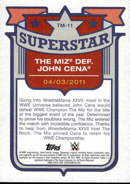 2021 Topps Heritage WWE #TM-11 The Miz def. John Cena Superstar Tribute The Miz