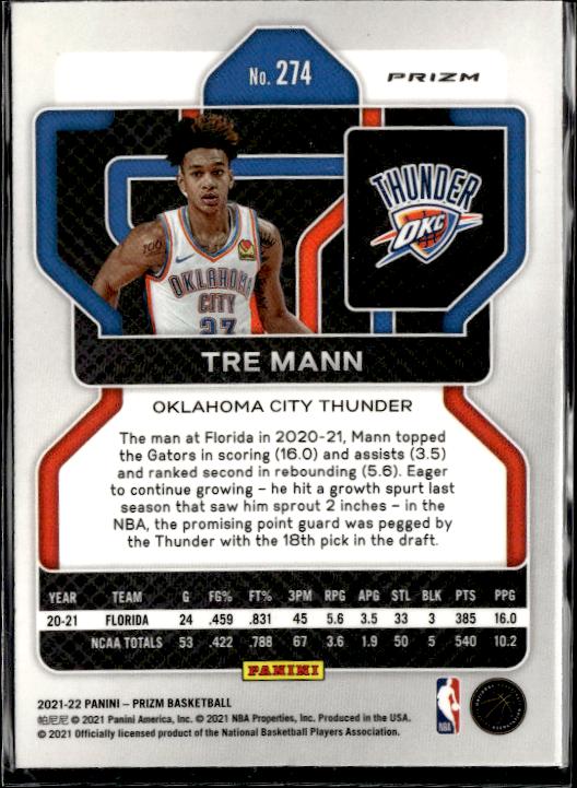 2021-22 Panini Prizm #274 Tre Mann Red White and Blue