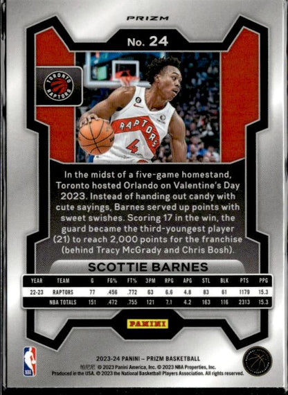 2023-24 Panini Prizm #24 Scottie Barnes Prizms Red White and Blue