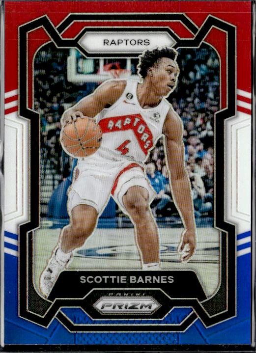 2023-24 Panini Prizm #24 Scottie Barnes Prizms Red White and Blue