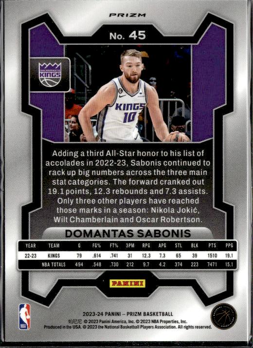 2023-24 Panini Prizm #45 Domantas Sabonis Prizms Ruby Wave