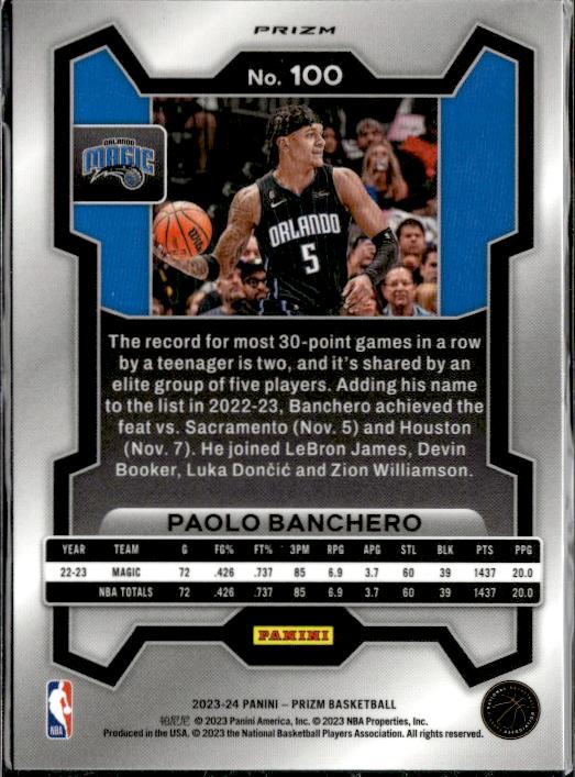 2023-24 Panini Prizm #100 Paolo Banchero Prizms Ruby Wave