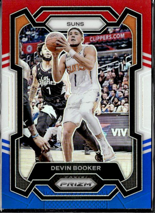 2023-24 Panini Prizm #58 Devin Booker Prizms Red White and Blue