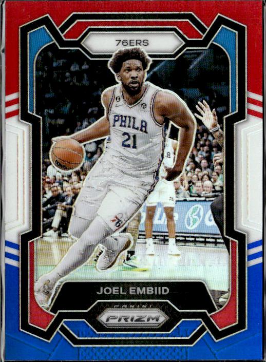 2023-24 Panini Prizm #73 Joel Embiid Prizms Blue Wave