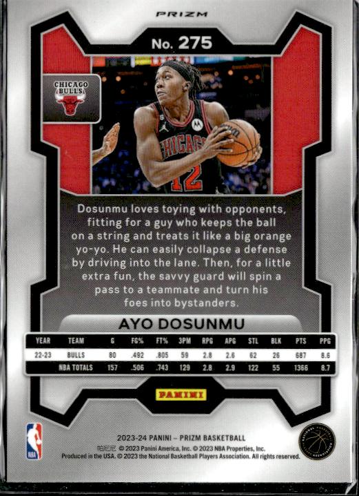 2023-24 Panini Prizm #275 Ayo Dosunmu Prizms Red White and Blue