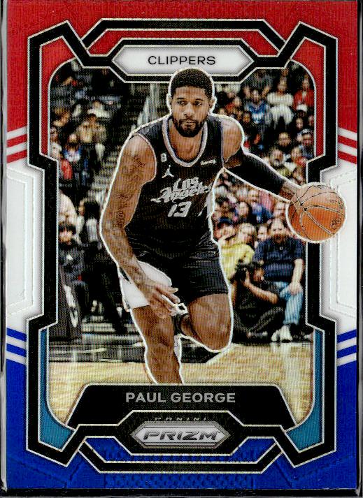 2023-24 Panini Prizm #101 Paul George Prizms Red White and Blue