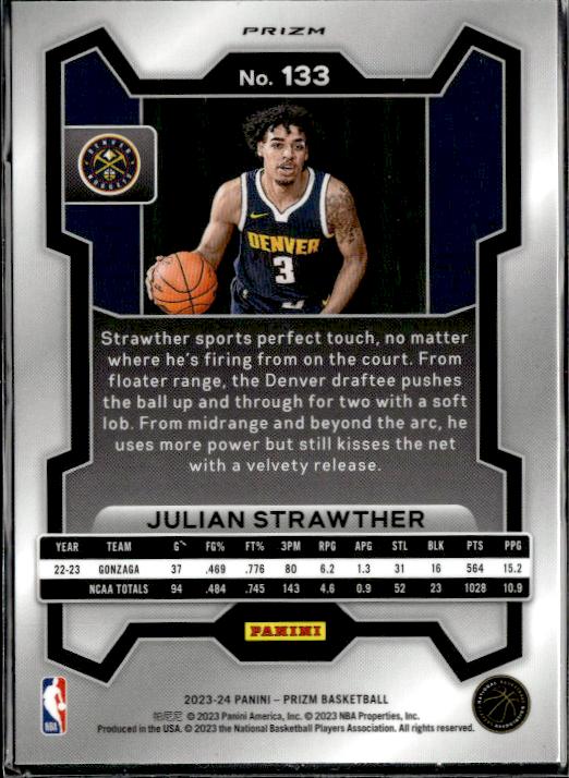 2023-24 Panini Prizm #133 Julian Strawther Prizms Red White and Blue