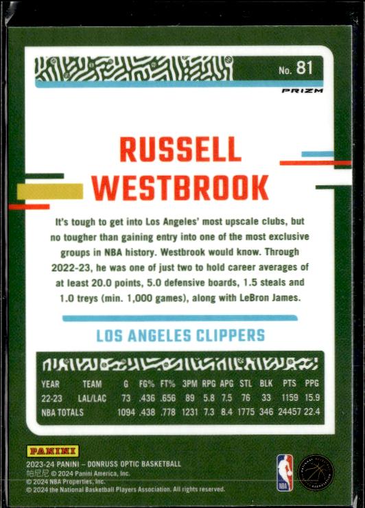 2023-24 Donruss Optic #81 Russell Westbrook #81 Holo