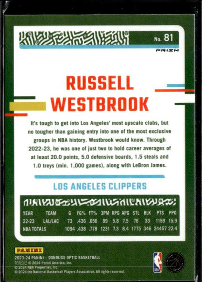 2023-24 Donruss Optic #81 Russell Westbrook #81 Holo