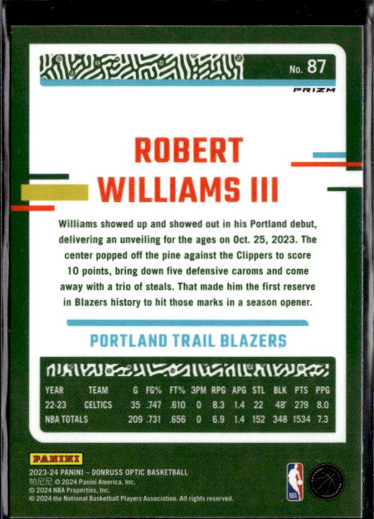 2023-24 Donruss Optic #87 Robert Williams III #87 Holo