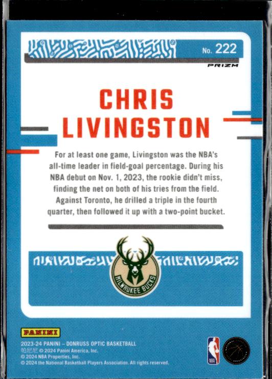 2023-24 Donruss Optic #222 Chris Livingston Holo