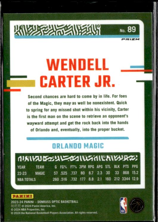 2023-24 Donruss Optic #89 Wendell Carter Jr. Holo