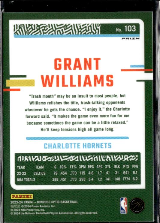 2023-24 Donruss Optic #103 Grant Williams Holo