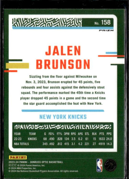 2023-24 Donruss Optic #158 Jalen Brunson Holo