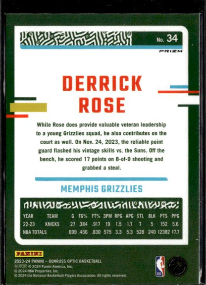 2023-24 Donruss Optic #34 Derrick Rose Holo