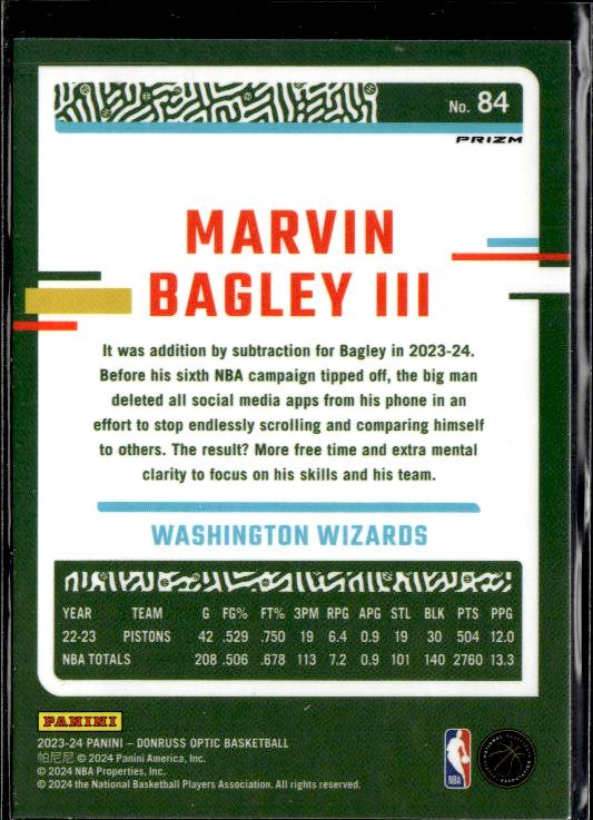 2023-24 Donruss Optic #84 Marvin Bagley, III Holo