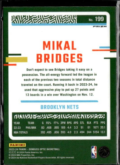 2023-24 Donruss Optic #199 Mikal Bridges #199 Holo