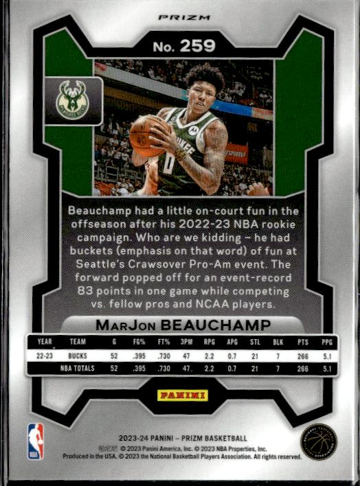 2023-24 Panini Prizm #259 MarJon Beauchamp Prizms Red Ice