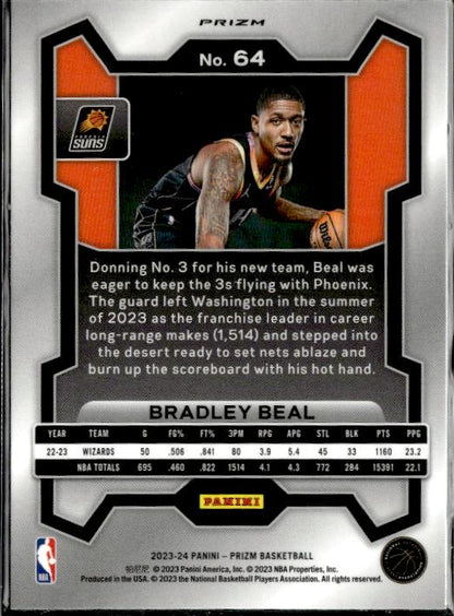 2023-24 Panini Prizm #64 Bradley Beal Prizms Red Ice