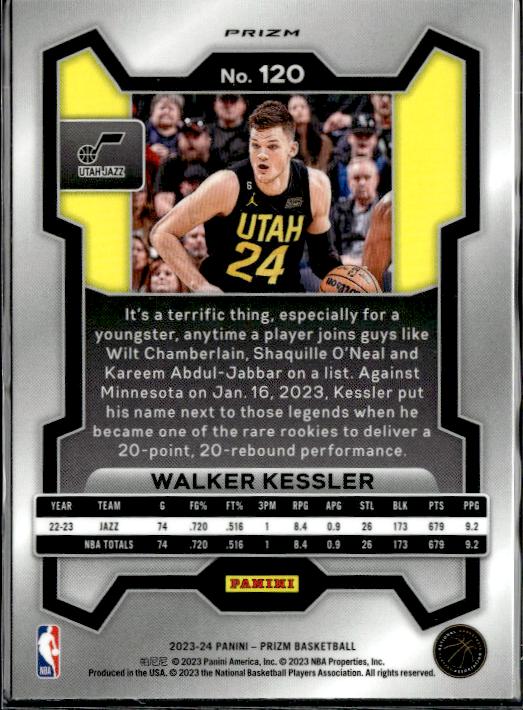 2023-24 Panini Prizm #120 Walker Kessler Prizms Red Ice