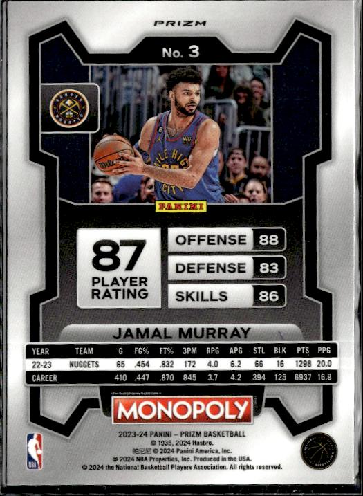 2023-24 Panini Prizm Monopoly #3 Jamal Murray Purple