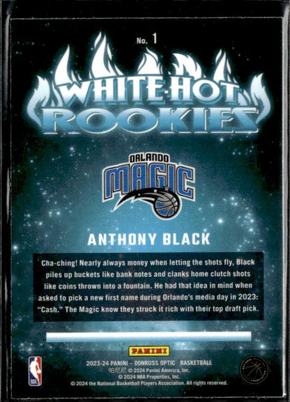 2023-24 Donruss Optic #1 Anthony Black #1 White Hot Rookies