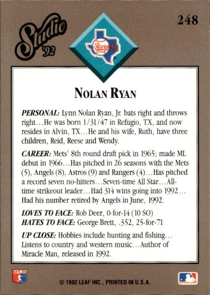 1992 Studio #248 Nolan Ryan