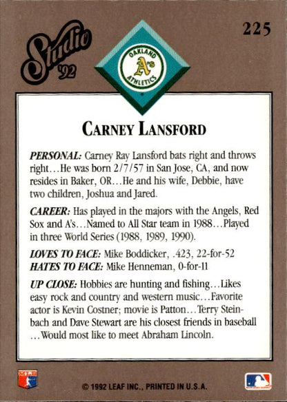 1992 Studio #225 Carney Lansford