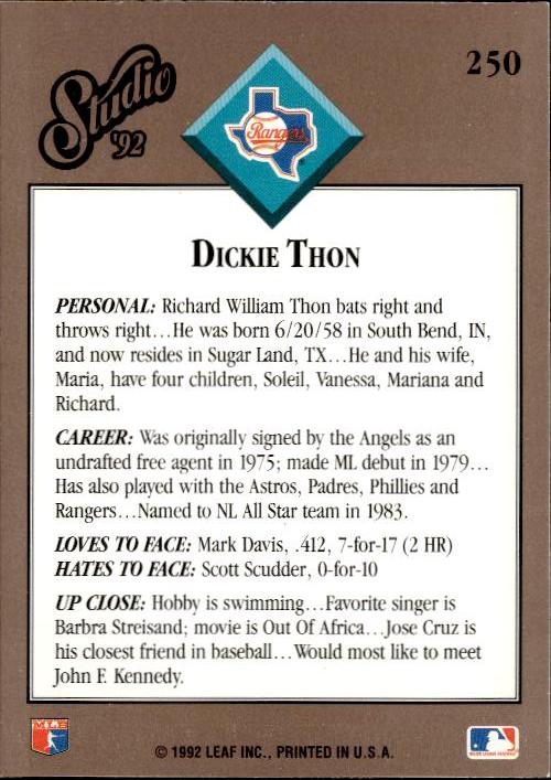 1992 Studio #250 Dickie Thon