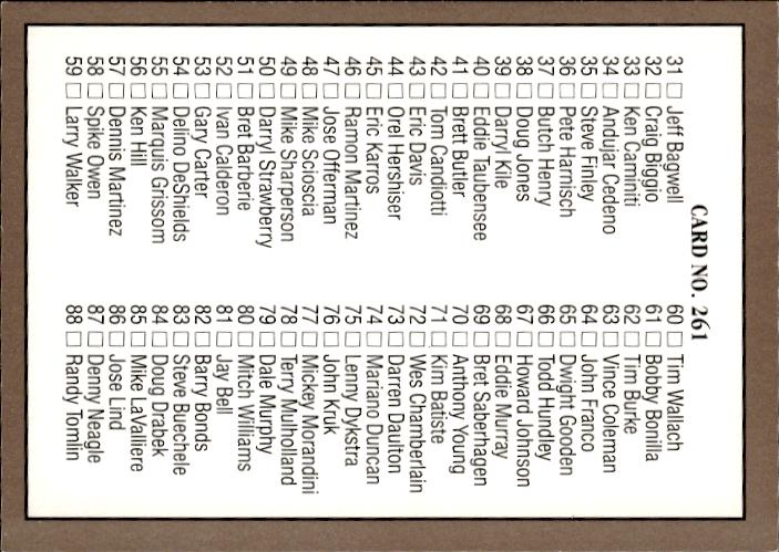 1992 Studio #261 Checklist (Rod Carew)