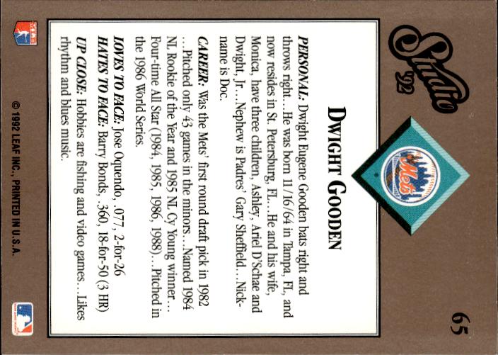 1992 Studio #65 Dwight Gooden