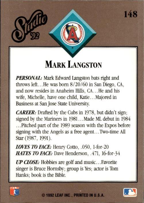 1992 Studio #148 Mark Langston