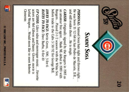 1992 Studio #20 Sammy Sosa