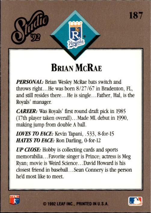 1992 Studio #187 Brian McRae