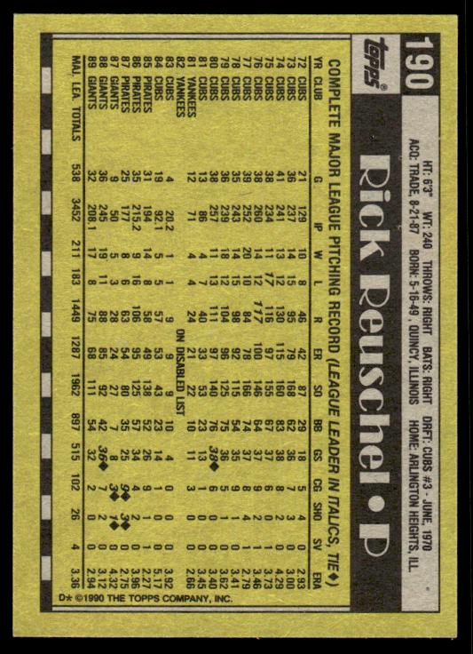 1990 Topps #190 Rick Reuschel