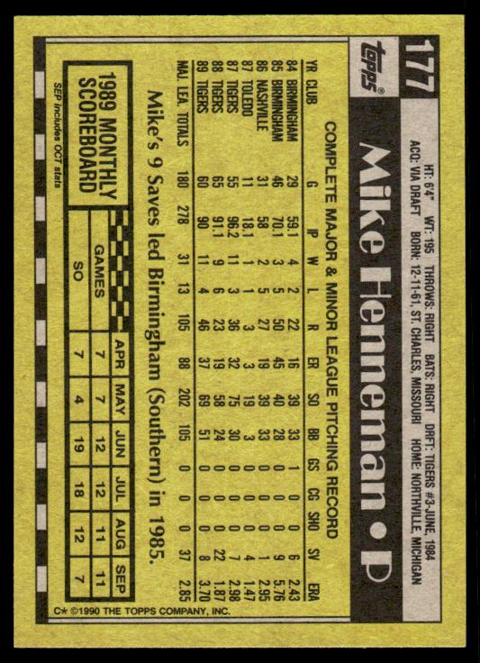 1990 Topps #177 Mike Henneman