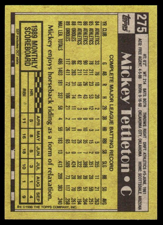 1990 Topps #275 Mickey Tettleton