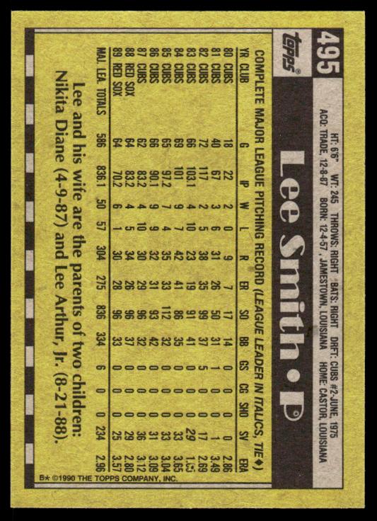 1990 Topps #495 Lee Smith