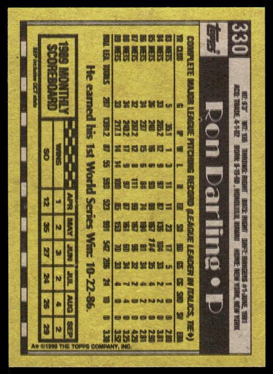 1990 Topps #330 Ron Darling