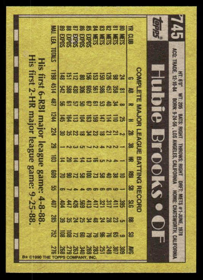 1990 Topps #745 Hubie Brooks